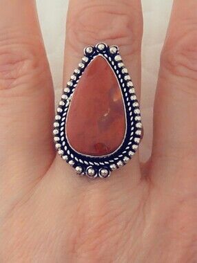 Adjustable Gemstone Statement Ring Overlay Sterling Silver Plated